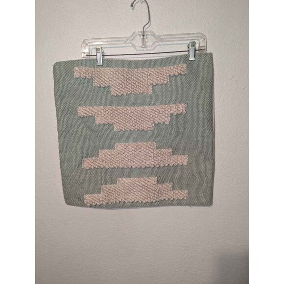 World Market Pillow Cover Geometric Pattern Green Accent Cushion 18"x 18" - Picture 10 of 12